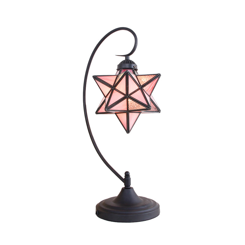 Black Pentagram Nightstand Light Baroque 1 Head Pink/Yellow/Dark Blue Glass Night Table Lamp for Bedside Clearhalo 'Lamps' 'Table Lamps' Lighting' 894178
