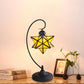 Black Pentagram Nightstand Light Baroque 1 Head Pink/Yellow/Dark Blue Glass Night Table Lamp for Bedside Yellow Clearhalo 'Lamps' 'Table Lamps' Lighting' 894179
