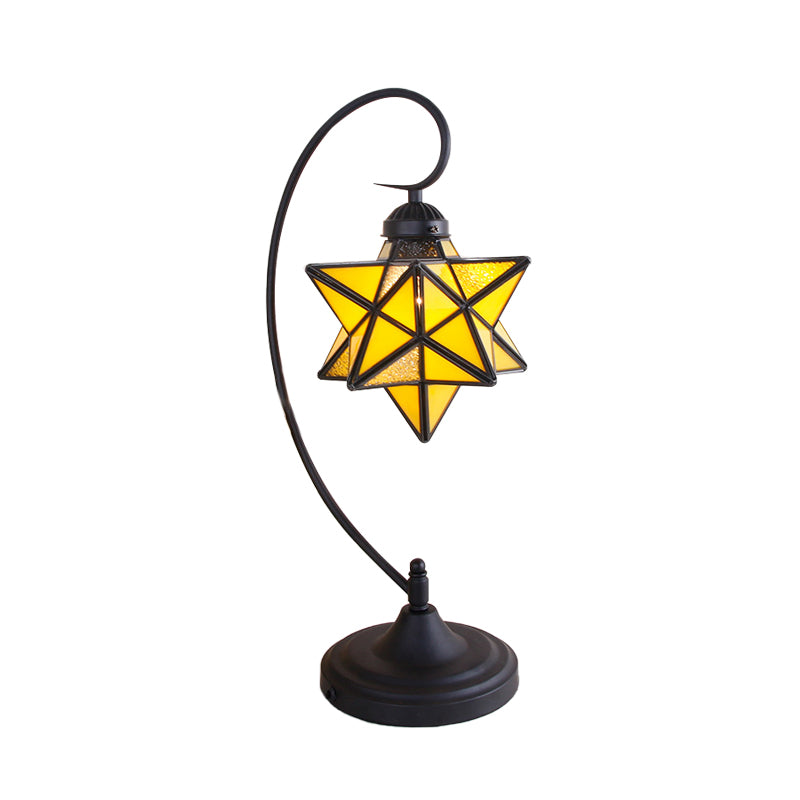 Black Pentagram Nightstand Light Baroque 1 Head Pink/Yellow/Dark Blue Glass Night Table Lamp for Bedside Clearhalo 'Lamps' 'Table Lamps' Lighting' 894182