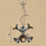 Aged Silver 6 Lights Pendant Lighting Antique Style Wrought Iron Saucer Shade Hanging Chandelier Lamp Clearhalo 'Cast Iron' 'Ceiling Lights' 'Chandeliers' 'Industrial Chandeliers' 'Industrial' 'Metal' 'Middle Century Chandeliers' 'Rustic Chandeliers' 'Tiffany' Lighting' 89424