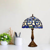 1 Bulb Bedroom Nightstand Lighting Tiffany Bronze Table Lamp with Domed Stained Glass Shade Clearhalo 'Lamps' 'Table Lamps' Lighting' 894332-sw