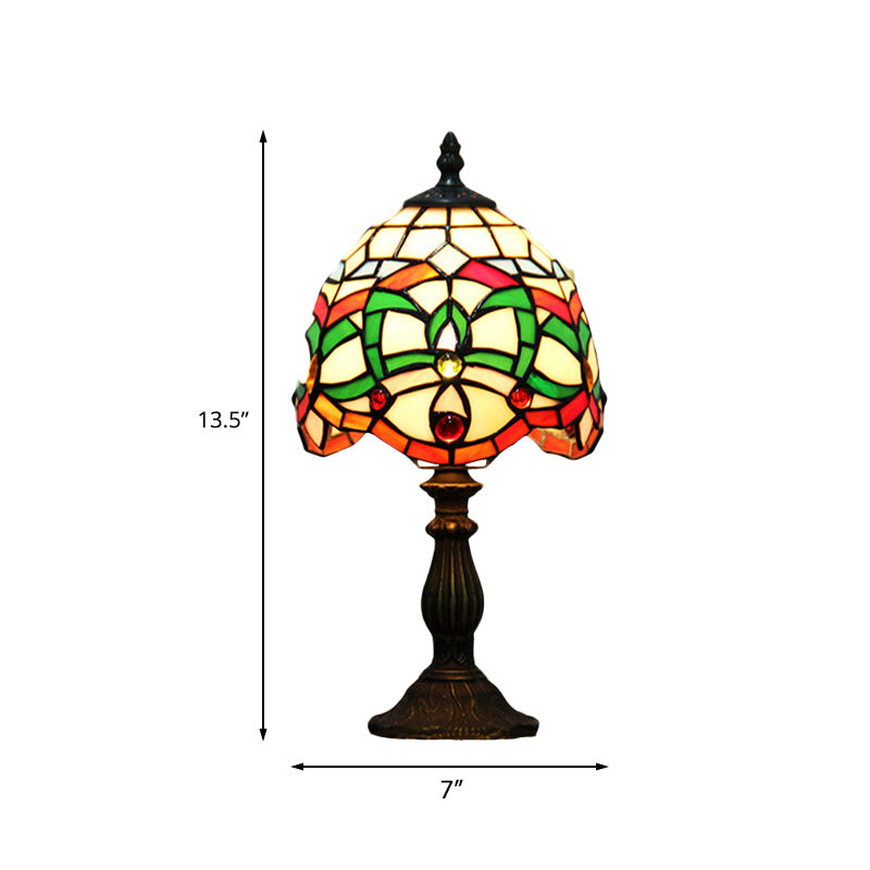 Baroque Bowl Shade Table Lamp 1 Head Hand Cut Glass Night Lighting in Green for Bedroom Clearhalo 'Lamps' 'Table Lamps' Lighting' 894522