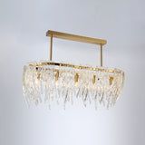 Oblong Crystal Island Pendant Light Postmodern 5 Lights Dining Room Down Lighting in Gold Clearhalo 'Ceiling Lights' 'Island Lights' Lighting' 896082