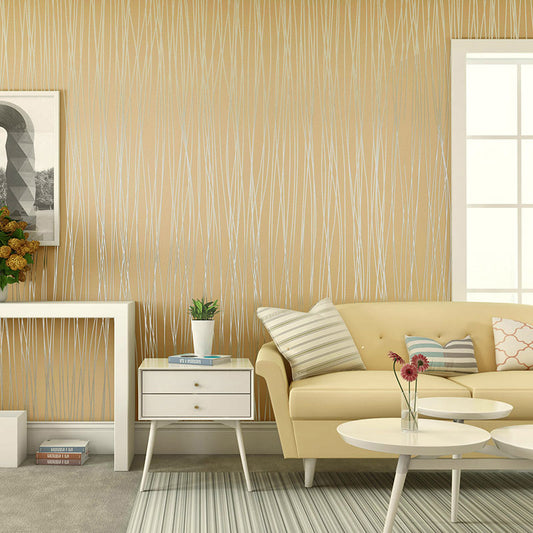 Non-Woven Wallpaper with Pastel Color Stripe and Vertical Line, 31 ft. x 20.5 Yellow Clearhalo 'Modern wall decor' 'Modern' 'Wallpaper' Wall Decor' 896812