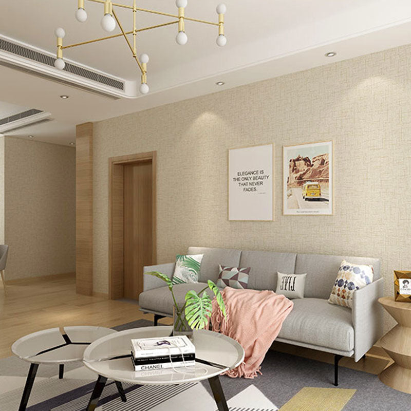 Modern and Simple Wall Decor Linen and Embossed Granule Non-Pasted Wallpaper, 31'L x 20.5"W Light Khaki Clearhalo 'Modern wall decor' 'Modern' 'Wallpaper' Wall Decor' 896833