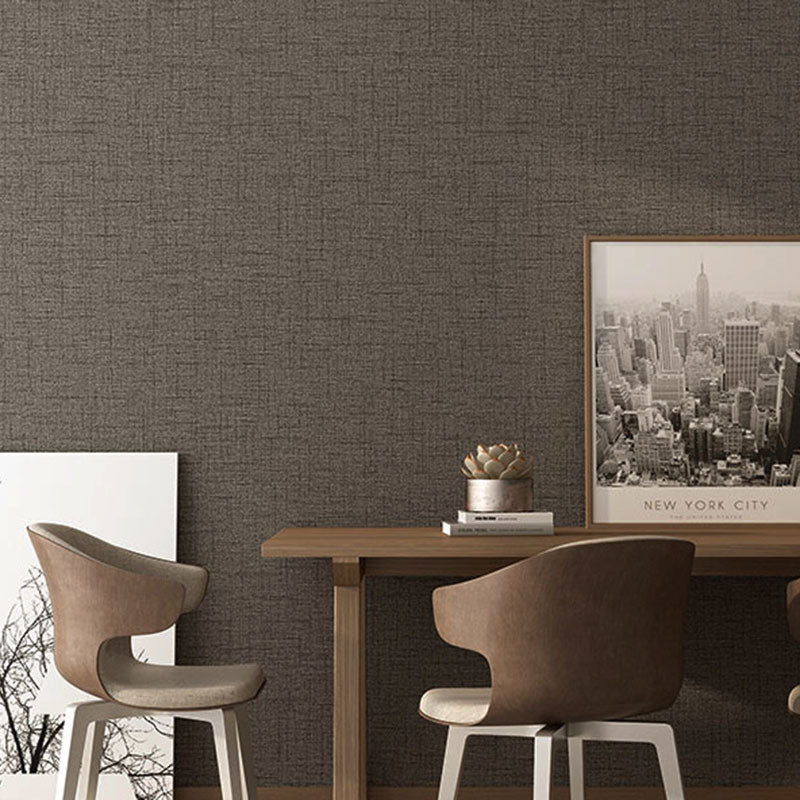 Non-Pasted Wallpaper with Purely Light Color Linen and Embossed Granule, 31'L x 20.5"W Dark Coffee Clearhalo 'Modern wall decor' 'Modern' 'Wallpaper' Wall Decor' 896847
