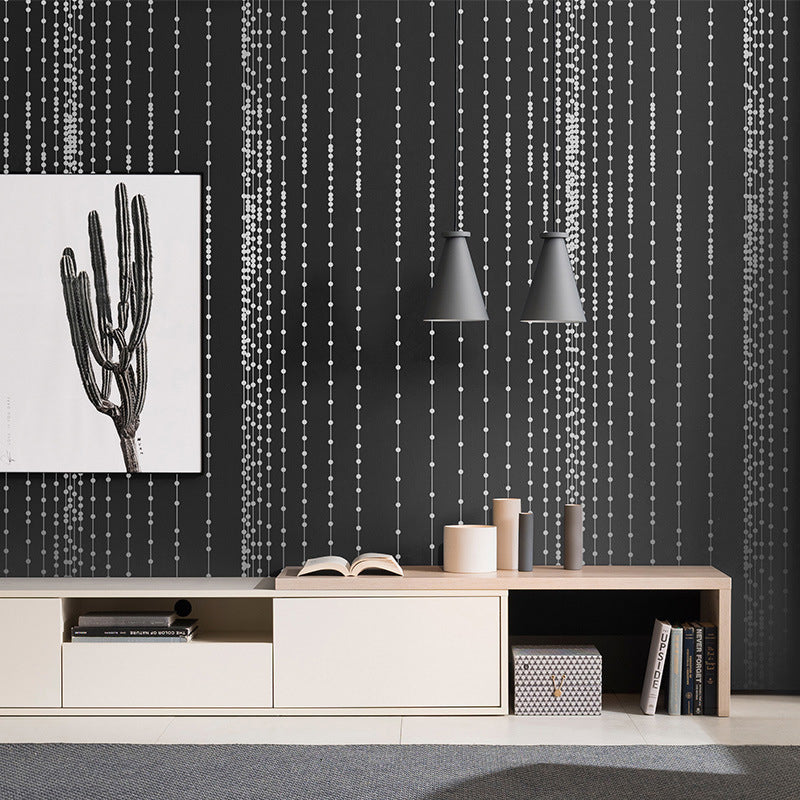 Abstract 3D Bead Curtain Wallpaper Non-Pasted Wall Covering for Guest Room, 20.5"W x 33'L Black Clearhalo 'Wall Decor' 'Wallpaper' 896931