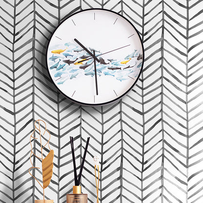 Abstract Chevron Wallpaper Aesthetic Decorative Self-Adhesive Wall Covering 17.5-inch x 19.5-foot Black-White Clearhalo 'Wall Decor' 'Wallpaper' 896958