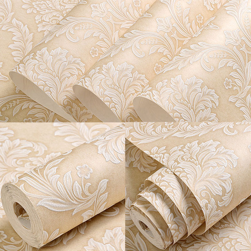 Non-Woven Wallpaper Roll 20.5 in x 31 ft Nostalgic Non-Pasted Wallpaper with 3D Embossed Damasque Clearhalo 'Vintage wall decor' 'Vintage' 'Wallpaper' Wall Decor' 897040