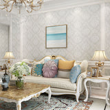 Non-Woven Wallpaper Roll 20.5 in x 31 ft Nostalgic Non-Pasted Wallpaper with 3D Embossed Damasque Light Gray Clearhalo 'Vintage wall decor' 'Vintage' 'Wallpaper' Wall Decor' 897042