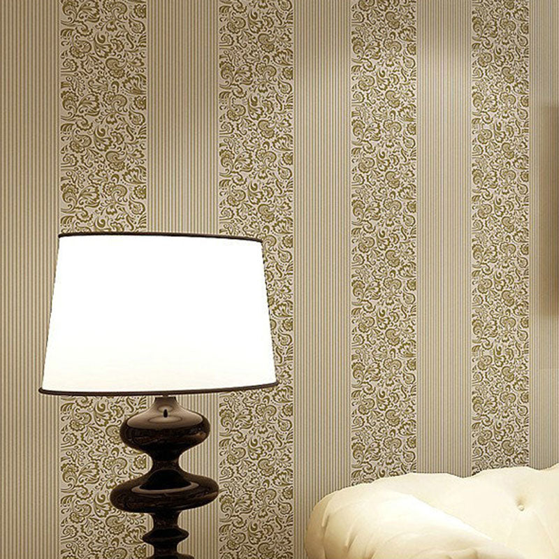 Pastel Color Non-Woven Wallpaper Stain-Resistant 3D Flower and Stripe Wall Covering, 31' by 20.5" Light Coffee Clearhalo 'Vintage wall decor' 'Vintage' 'Wallpaper' Wall Decor' 897057