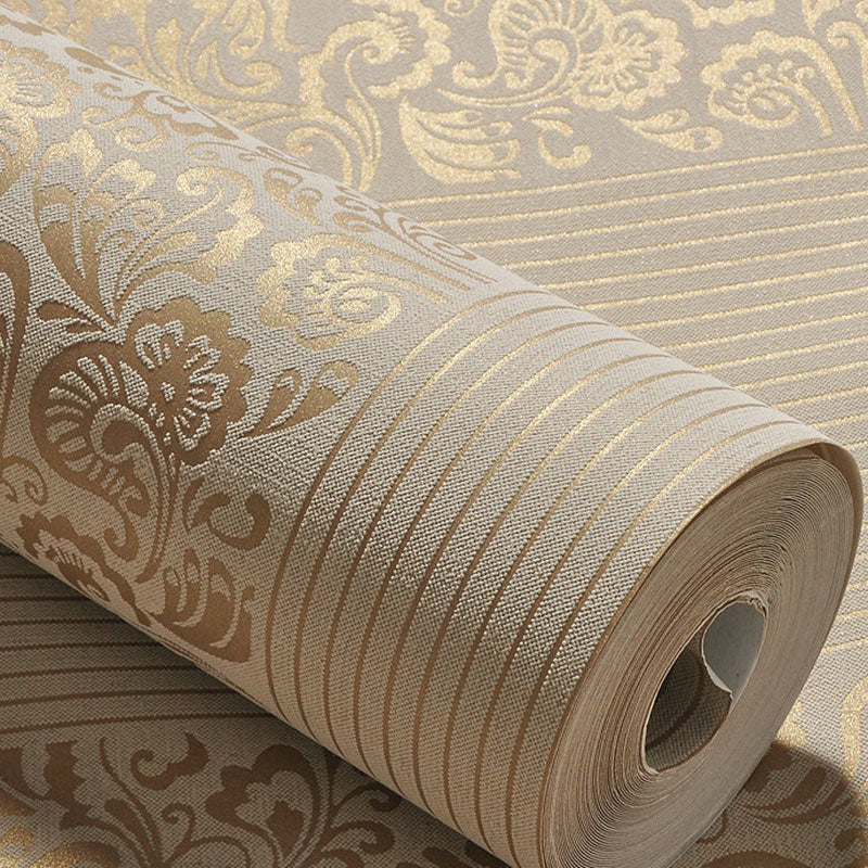 Pastel Color Non-Woven Wallpaper Stain-Resistant 3D Flower and Stripe Wall Covering, 31' by 20.5" Clearhalo 'Vintage wall decor' 'Vintage' 'Wallpaper' Wall Decor' 897058