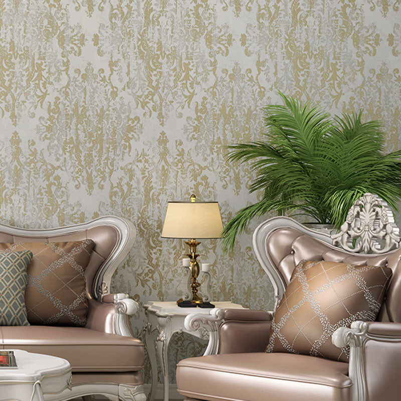 Classic Harlequin Wall Decor Elegant Flower Wallpaper 33'L x 20.5"W, Non-Pasted Light Yellow Clearhalo 'Vintage wall decor' 'Vintage' 'Wallpaper' Wall Decor' 897064