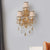 Bell Fabric Wall Sconce Classic 3 Lights Living Room Wall Light in Gold with Dangling Crystal Gold Clearhalo 'Wall Lamps & Sconces' 'Wall Lights' Lighting' 897141