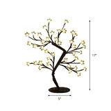 LED Bedroom Night Table Light Art Deco Black Nightstand Lamp with Cherry Blossom Plastic Shade Clearhalo 'Lamps' 'Table Lamps' Lighting' 897309