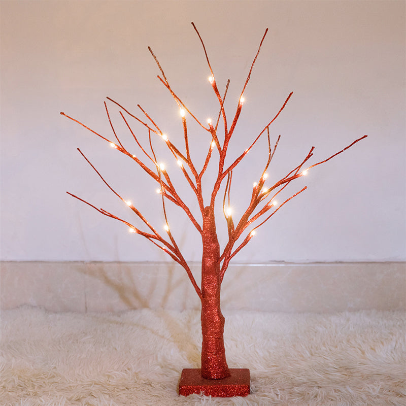 Red Tree Night Table Lighting Modern LED Plastic Nightstand Light for Living Room Red Clearhalo 'Lamps' 'Table Lamps' Lighting' 897326