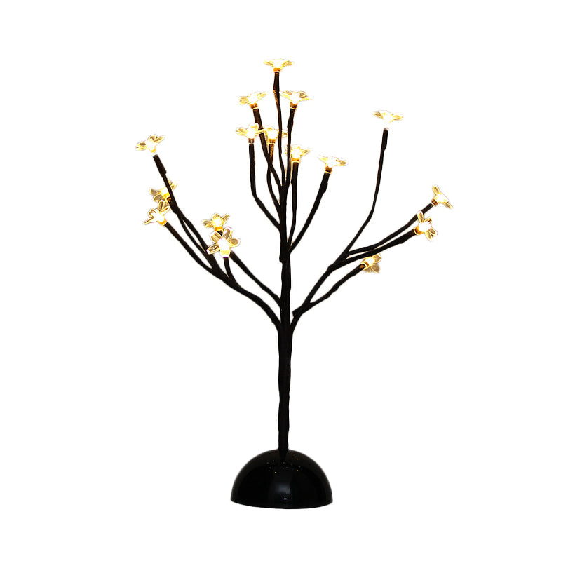 Decorative LED Night Light Black Cherry Blossom Nightstand Lamp with Clear Plastic Shade for Bedroom Clearhalo 'Lamps' 'Table Lamps' Lighting' 897332