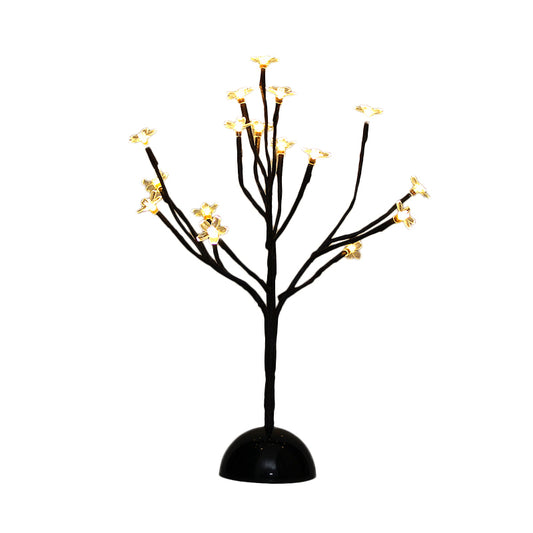 Decorative LED Night Light Black Cherry Blossom Nightstand Lamp with Clear Plastic Shade for Bedroom Clearhalo 'Lamps' 'Table Lamps' Lighting' 897332
