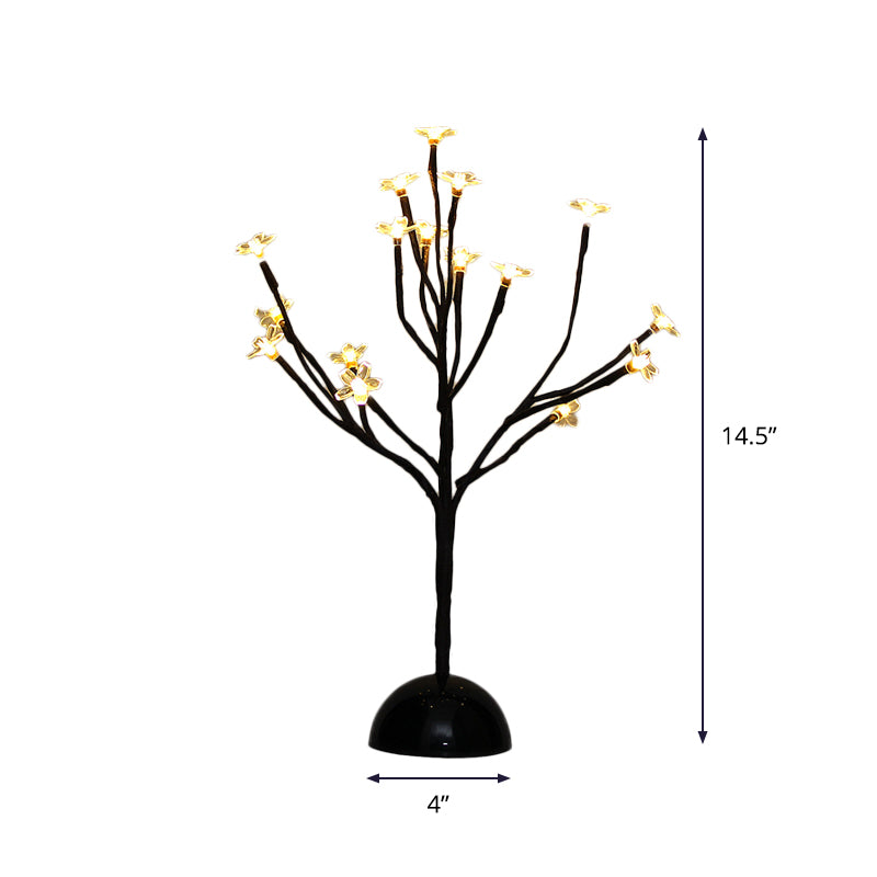 Decorative LED Night Light Black Cherry Blossom Nightstand Lamp with Clear Plastic Shade for Bedroom Clearhalo 'Lamps' 'Table Lamps' Lighting' 897333