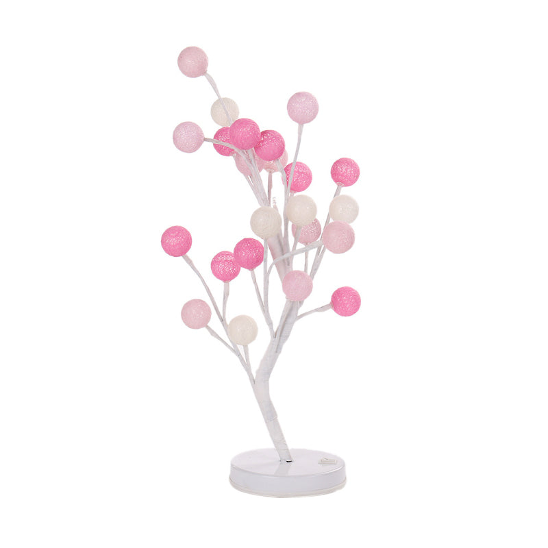 Ball Tree Bedroom Desk Lamp Cotton Thread Art Deco LED Night Table Lighting in Pink/Blue/Green-Pink-Blue Clearhalo 'Lamps' 'Table Lamps' Lighting' 897340