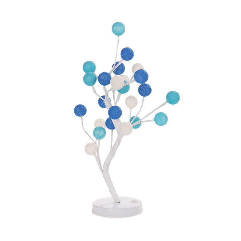 Ball Tree Bedroom Desk Lamp Cotton Thread Art Deco LED Night Table Lighting in Pink/Blue/Green-Pink-Blue Clearhalo 'Lamps' 'Table Lamps' Lighting' 897345
