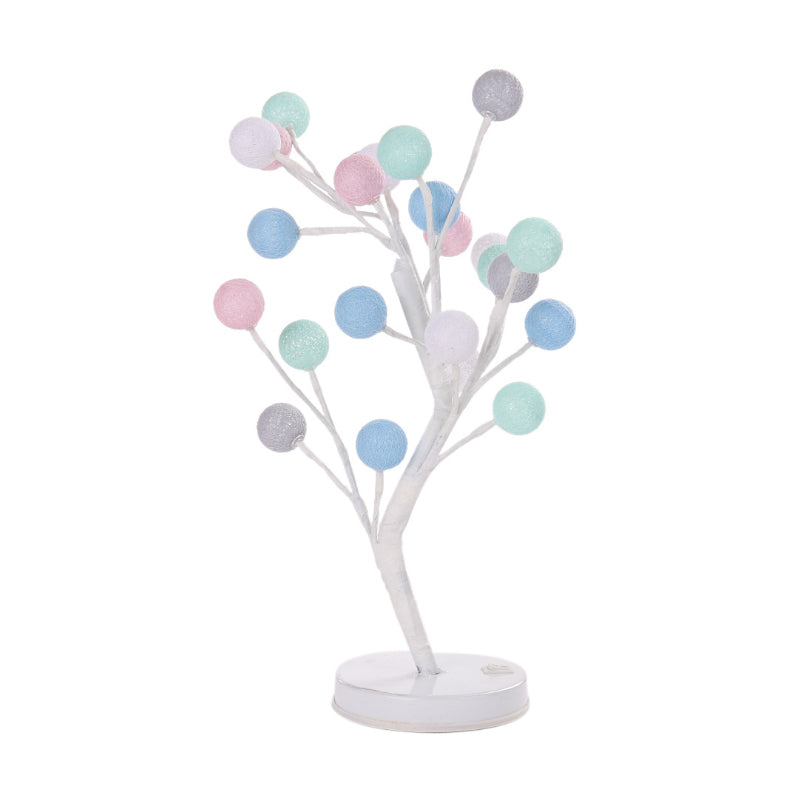 Ball Tree Bedroom Desk Lamp Cotton Thread Art Deco LED Night Table Lighting in Pink/Blue/Green-Pink-Blue Clearhalo 'Lamps' 'Table Lamps' Lighting' 897348