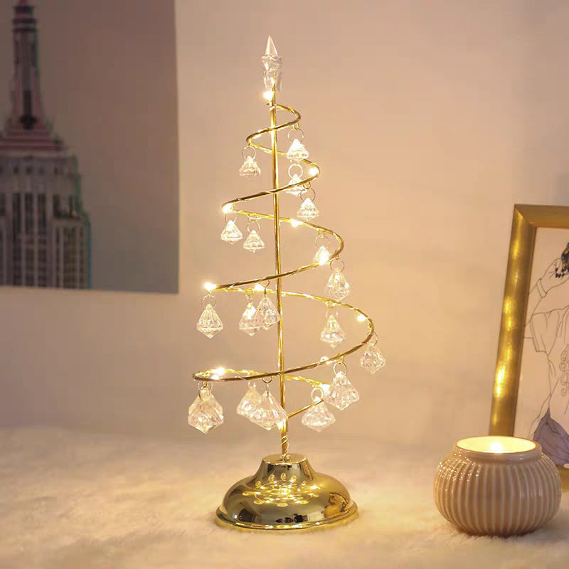 Silver/Gold Christmas Tree Desk Light Modern Clear K9 Crystal LED Night Table Lamp for Bedroom Clearhalo 'Lamps' 'Table Lamps' Lighting' 897363