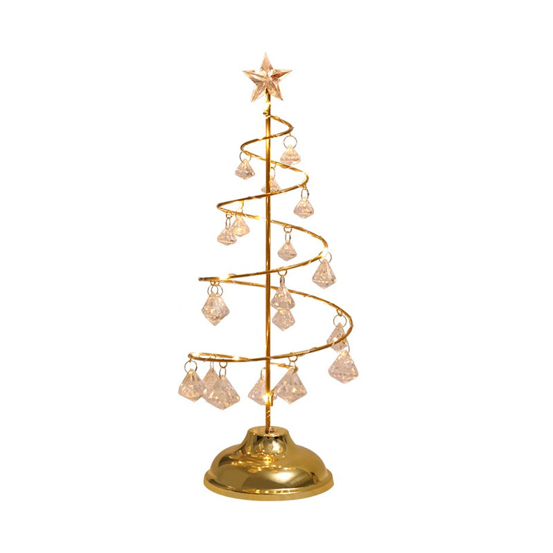 Silver/Gold Christmas Tree Desk Light Modern Clear K9 Crystal LED Night Table Lamp for Bedroom Clearhalo 'Lamps' 'Table Lamps' Lighting' 897364