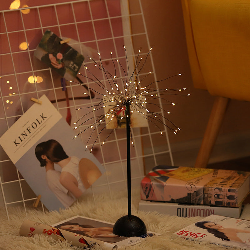 Metal Starburst Night Table Lighting Decorative LED Nightstand Light in Black for Living Room Black Clearhalo 'Lamps' 'Table Lamps' Lighting' 897381