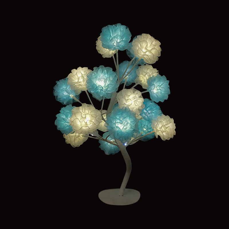 Fabric Floral Night Light Art Deco LED Nightstand Lamp in White/Pink/Blue with Branching Design for Living Room Clearhalo 'Lamps' 'Table Lamps' Lighting' 897396