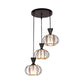 Ellipse Cage Multi Ceiling Lamp Modern Iron 3-Bulb Black Finish Hanging Pendant with Crystal Prisms Shade Inside Clearhalo 'Ceiling Lights' 'Modern Pendants' 'Modern' 'Pendant Lights' 'Pendants' Lighting' 897474