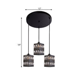 Crystal Block Cuboid Shaped Pendulum Light Modernist 3-Light Black Finish Multiple Hanging Lamp Clearhalo 'Ceiling Lights' 'Modern Pendants' 'Modern' 'Pendant Lights' 'Pendants' Lighting' 897496