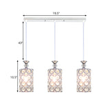 3 Lights Restaurant Hanging Ceiling Lamp Modern Silver Cluster Pendant with Cylinder Crystal Encrusted Shade Clearhalo 'Ceiling Lights' 'Modern Pendants' 'Modern' 'Pendant Lights' 'Pendants' Lighting' 897520