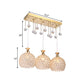 Ball Crystal Encrusted Multi Pendant Contemporary 3 Bulbs Gold Finish Hanging Lighting Clearhalo 'Ceiling Lights' 'Modern Pendants' 'Modern' 'Pendant Lights' 'Pendants' Lighting' 897604