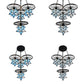 4 Lights Star Pendant Lamp Tiffany Industrial Blue Glass Hanging Light with Wheel Clearhalo 'Ceiling Lights' 'Close To Ceiling Lights' 'Industrial' 'Middle Century Pendants' 'Pendant Lights' 'Pendants' 'Tiffany close to ceiling' 'Tiffany Pendants' 'Tiffany' Lighting' 89776