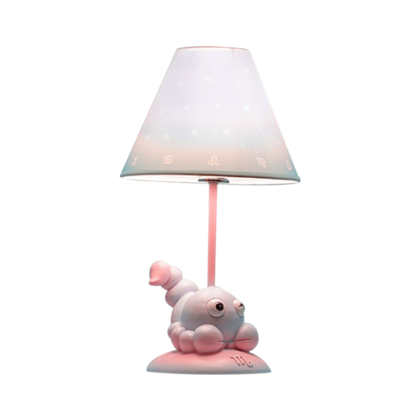 Pink Constellation Night Table Light Cartoon 1 Bulb Resin Nightstand Lamp with Cone Fabric Shade Clearhalo 'Lamps' 'Table Lamps' Lighting' 898055