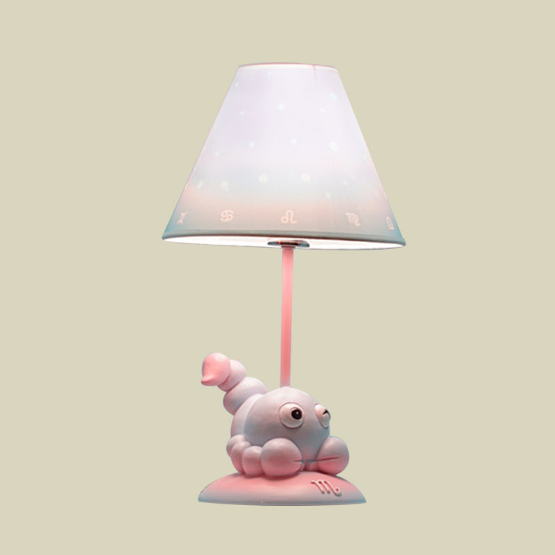 Pink Constellation Night Table Light Cartoon 1 Bulb Resin Nightstand Lamp with Cone Fabric Shade Clearhalo 'Lamps' 'Table Lamps' Lighting' 898056