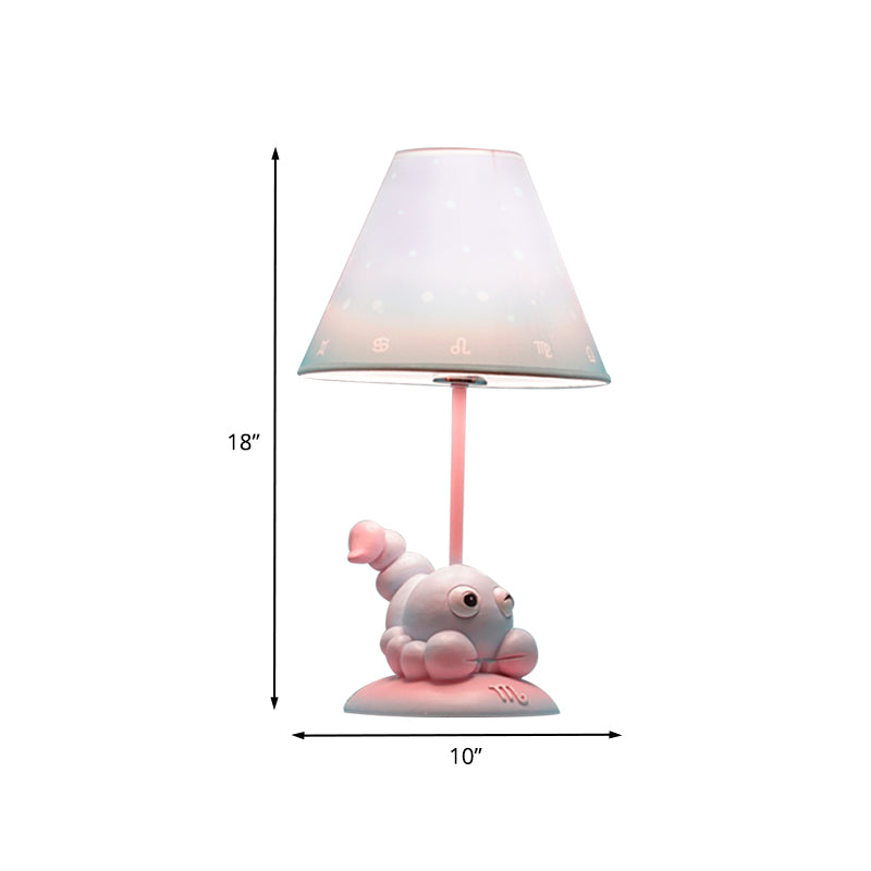 Pink Constellation Night Table Light Cartoon 1 Bulb Resin Nightstand Lamp with Cone Fabric Shade Clearhalo 'Lamps' 'Table Lamps' Lighting' 898057