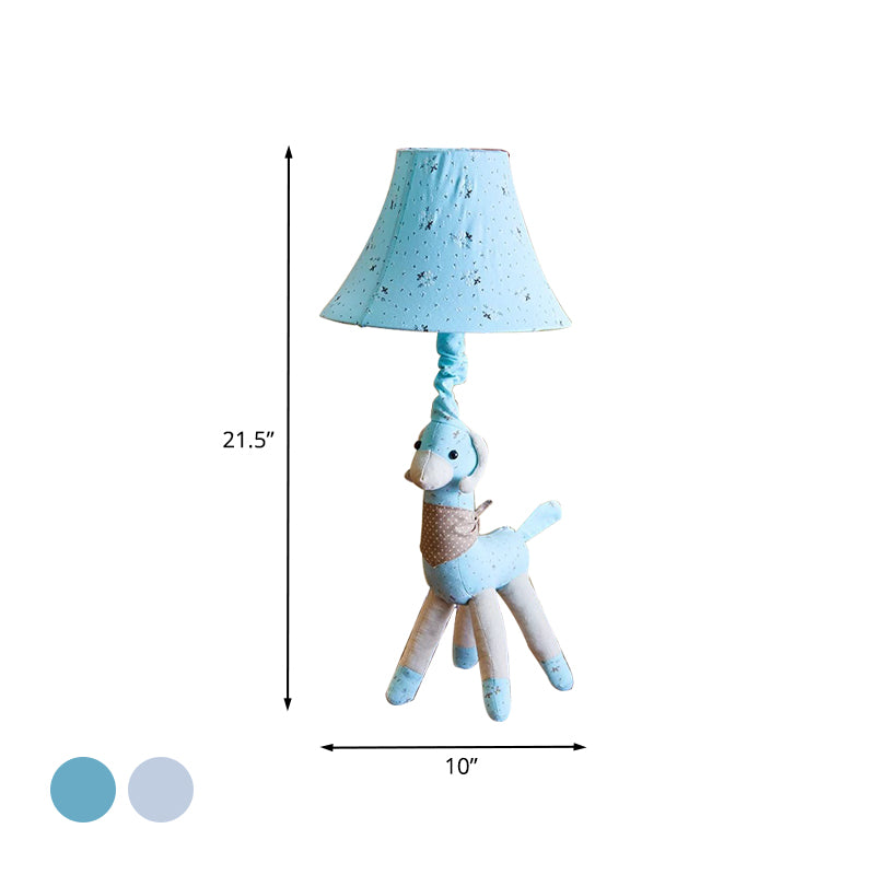 Fabric Alpaca Night Light Cartoon 1 Bulb Grey/Blue Desk Lamp with Bell Shade for Living Room Clearhalo 'Lamps' 'Table Lamps' Lighting' 898074