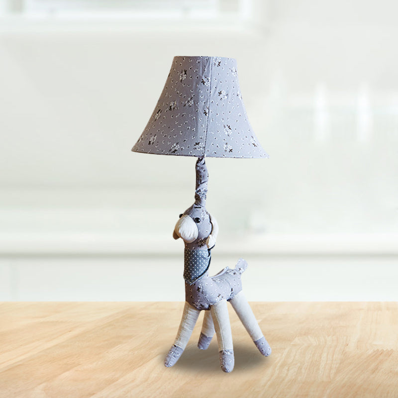 Fabric Alpaca Night Light Cartoon 1 Bulb Grey/Blue Desk Lamp with Bell Shade for Living Room Grey Clearhalo 'Lamps' 'Table Lamps' Lighting' 898075