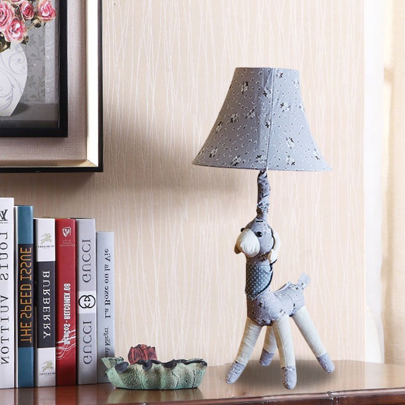 Fabric Alpaca Night Light Cartoon 1 Bulb Grey/Blue Desk Lamp with Bell Shade for Living Room Clearhalo 'Lamps' 'Table Lamps' Lighting' 898077