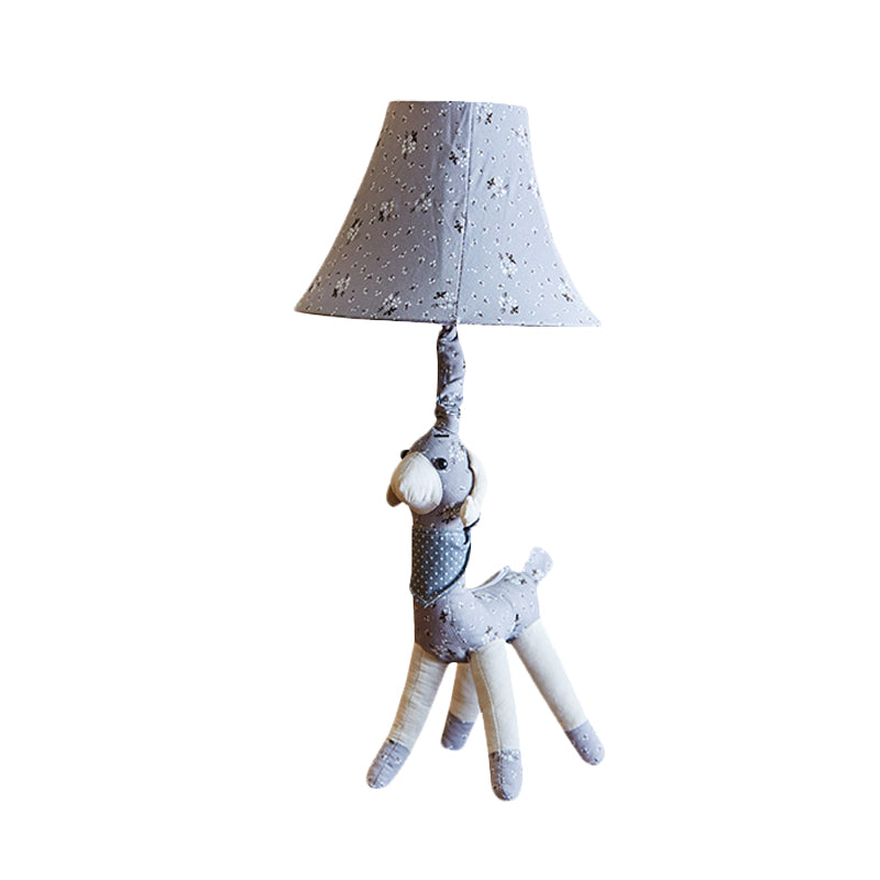 Fabric Alpaca Night Light Cartoon 1 Bulb Grey/Blue Desk Lamp with Bell Shade for Living Room Clearhalo 'Lamps' 'Table Lamps' Lighting' 898078