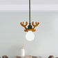 Antler Ceiling Pendant Macaroon Iron 1 Bulb Black Suspended Lighting Fixture with/without Shade Clearhalo 'Ceiling Lights' 'Pendant Lights' 'Pendants' Lighting' 898145