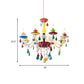 Crystal Candle Pendant Lighting Macaroon 5/6/8 Heads Red-Yellow-Blue-Green Chandelier Light Fixture Clearhalo 'Ceiling Lights' 'Chandeliers' Lighting' options 898193