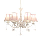Scalloped Fabric Pendant Chandelier Contemporary 6-Light Pink/Blue Suspension Lamp with Crystal Droplet Clearhalo 'Ceiling Lights' 'Chandeliers' 'Modern Chandeliers' 'Modern' Lighting' 898250