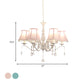 Scalloped Fabric Pendant Chandelier Contemporary 6-Light Pink/Blue Suspension Lamp with Crystal Droplet Clearhalo 'Ceiling Lights' 'Chandeliers' 'Modern Chandeliers' 'Modern' Lighting' 898251