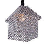House Shaped Hanging Light Kit Modern Crystal Encrusted 3 Heads Chrome Finish Pendant Chandelier Clearhalo 'Ceiling Lights' 'Chandeliers' 'Modern Chandeliers' 'Modern' Lighting' 898306