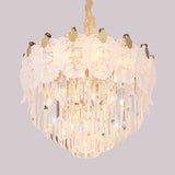 Modernism 4-Tier Chandelier Lamp Fixture Clear Prismatic Crystal 9-Light Dining Room Hanging Light Clearhalo 'Ceiling Lights' 'Chandeliers' 'Clear' 'Close To Ceiling Lights' 'Glass shade' 'Glass' 'Industrial' 'Modern Chandeliers' 'Modern' 'Tiffany' 'Traditional Chandeliers' Lighting' 898311