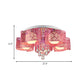 Metallic Windmill-Shape Flushmount Contemporary 3/5-Head Rose Red Finish Flush Light with Orb Frosted Glass Shade Clearhalo 'Ceiling Lights' 'Close To Ceiling Lights' 'Close to ceiling' 'Flush mount' Lighting' 898316