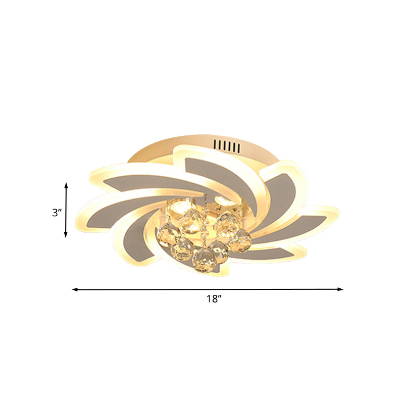 Crystal Ball Shape Semi Flushmount with Windmill Design Modern LED Ceiling Mounted Light in White Clearhalo 'Ceiling Lights' 'Close To Ceiling Lights' 'Close to ceiling' 'Semi-flushmount' Lighting' 898353